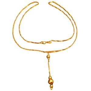 Beautiful 10k Gold Italy Twist Chain Gold Ball Lariat Necklace